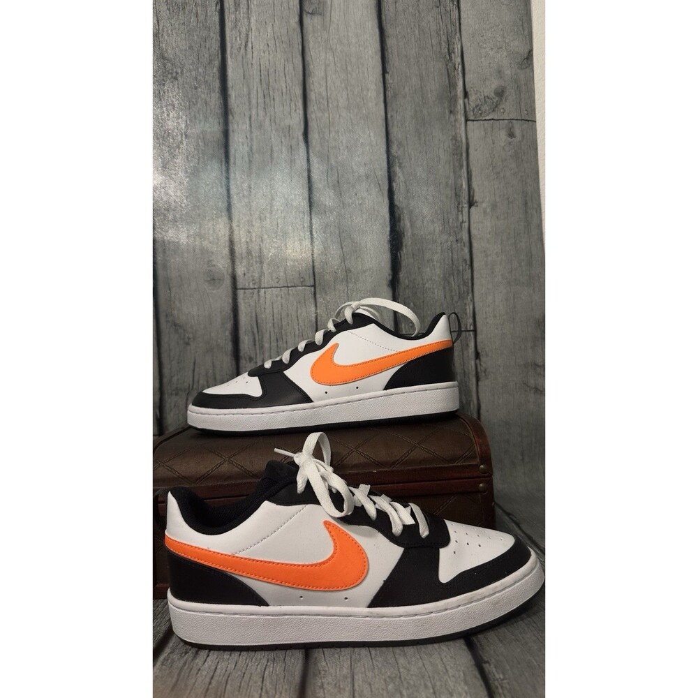 New Nike Womens 7 Youth Court Borough Low 2 GS BQ5448-115 White Orange